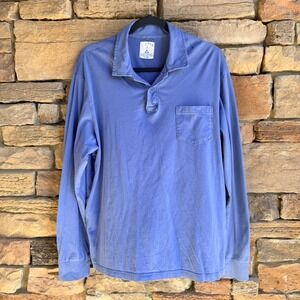 J Crew Men's XL Long Sleeve Broken In Jersey Blue Casual Polo Shirt Beach